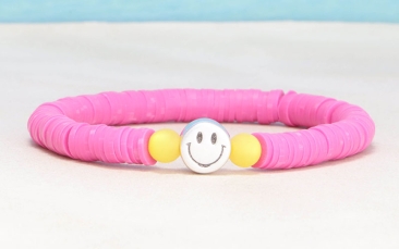 Sommer Armband mit Katsuki Perlen und Metallsperle Smiley