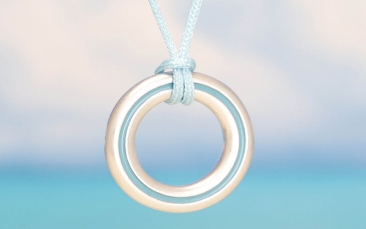 Summer Necklace with Metal Pendant Donut Silver Plated