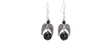 Earrings with angel pendant silver