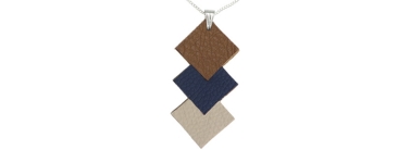 Leather Pendant with Link Chain Rhombus