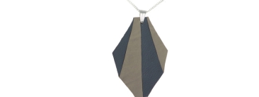 Leather Pendant with Link Chain Geometric