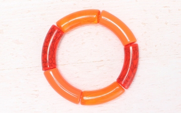 Elastisches Tube Armbander mit Acryl Röhrenperlen Rot-Orange