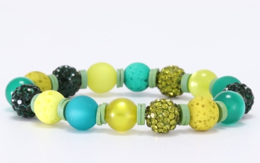 Armband mit Shamballa Perlen und Polaris Perlen Emerald-Mix