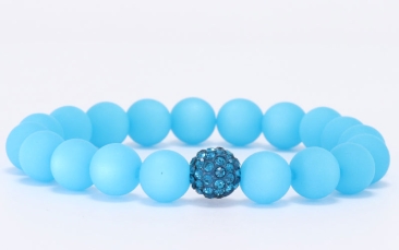 Armband mit Shamballa Perlen und Polaris Perlen Hellblau