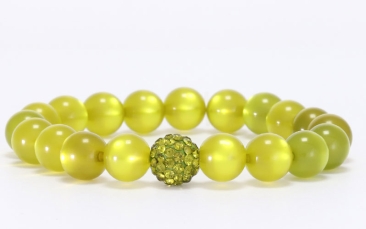 Armband mit Shamballa Perlen und Polaris Perlen Olivgrün