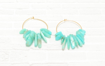 Creoles with gemstone chips amazonite