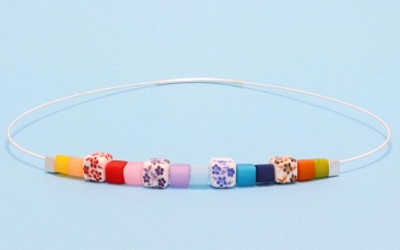 Necklace with Flower Cubes Rainbow