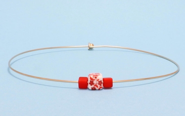 Necklace with Flower Cubes Red-Gold