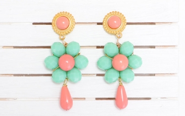 Flower Earrings with Facetted Beads