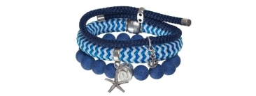 Armbänder mit gestreiftem Segelseil blau