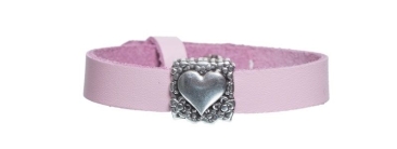 Leather bracelet with slider beads simple heart II