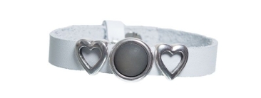 Leather Bracelet with Slider Beads Simple Grey