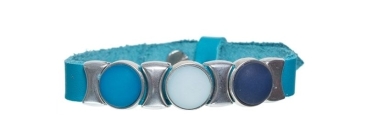 Leather Bracelet with Slider Beads Simple Blue Trio
