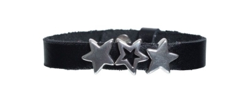 Lederen armband met schuifkralen eenvoudige sterren