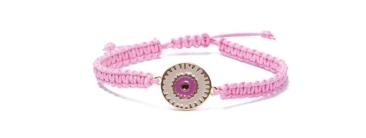 Bracelet avec émail boho et macramé rose