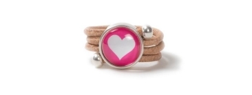 Wrap Ring Cabochon Heart Pink