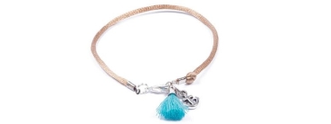 Summer Bracelet with Tassels Turquoise Beige