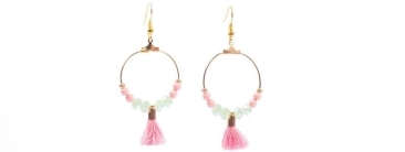 Summer Earrings with Tassels Pink