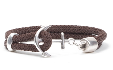 Bracelet d'ancrage en corde à voile brun foncé