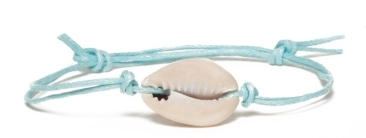 Bracelet avec coquillages bleu clair