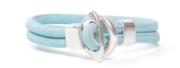 Bracelet rond en liège bleu clair
