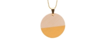 Geometric Wooden Bead Necklace Disc Gold