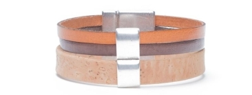 Mini slider bracelet cork and leather