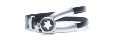 Mini Slider Bracelet Cabochon and Star Black