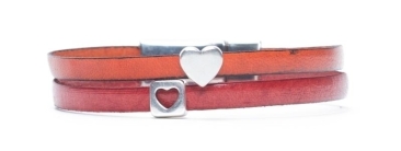 Mini Slider Bracelet Hearts Red