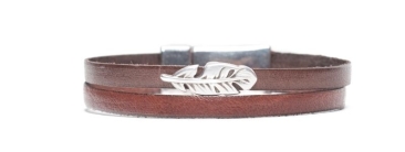 Mini-bracelet plume brun