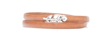 Mini-bracelet plume marron clair