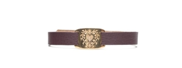 Milano Leather Bracelet Heart Gold Plated