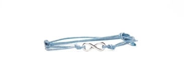 Bracelet porte-bonheur avec signe Infinity bleu clair