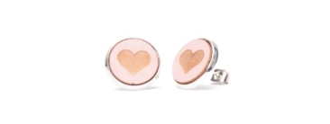 Stud earrings with wooden cabochons hearts