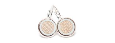 Earrings with wooden cabochons Flower of Life