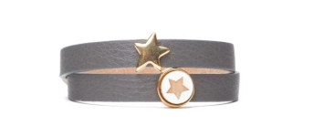 Slider Bracelet Wood Cabochon Star Gold Plated