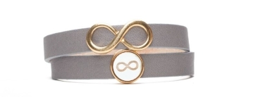 Slider Bracelet Wood Cabochon Infinity Gold Plated