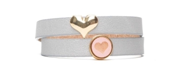Slider Bracelet Wood Cabochon Heart Gold Plated
