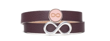 Bracelet à curseur Infinity en bois cabochon argenté