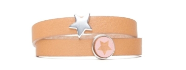 Slider Bracelet Wood Cabochon Star Silver Plated