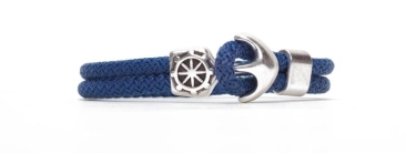 Bracelet ancre & corde à voile bleu
