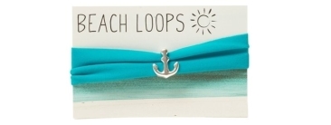 Beach Loop Anchor Turquoise Blue Silver Plated