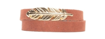 Craft Leather Bracelet Feather Gold Plated
