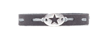Craft Leather Bracelet Star Silver Plated