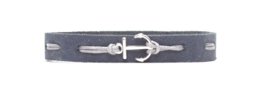 Craft Leather Bracelet Anchor Silver Plated