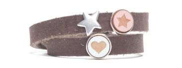 Craft Leather Bracelet for Slider Beads Heart and Star