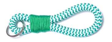 Schlüsselanhänger aus Segelseil Takling-Knoten Grün-Weiß