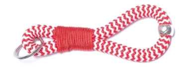 Porte-clés en corde à voile noeud de gréement rouge et blanc