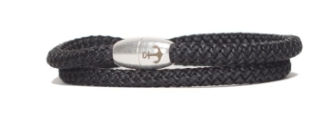 Bracelet with sail rope and magnetic clasp black