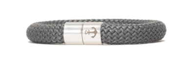 Armband met zeiltouw 10 mm en magneetsluiting grijs